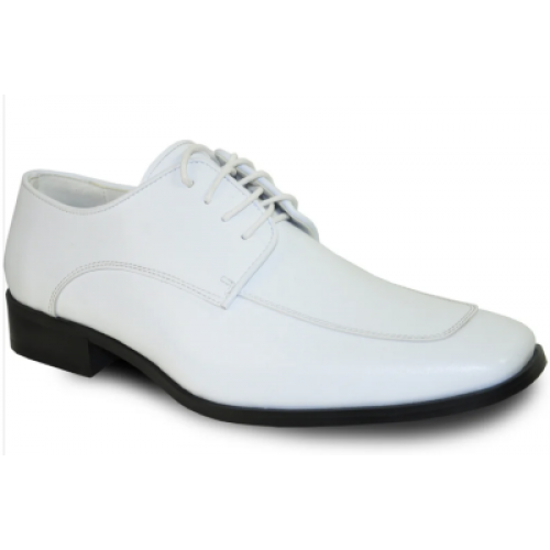 VANGELO Men Dress Shoe TUX-3 Oxford Formal Tuxedo for Prom & Wedding White Matte - Wide Width Available